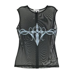 Miaou Sheer Black Drew Tank Top Size M