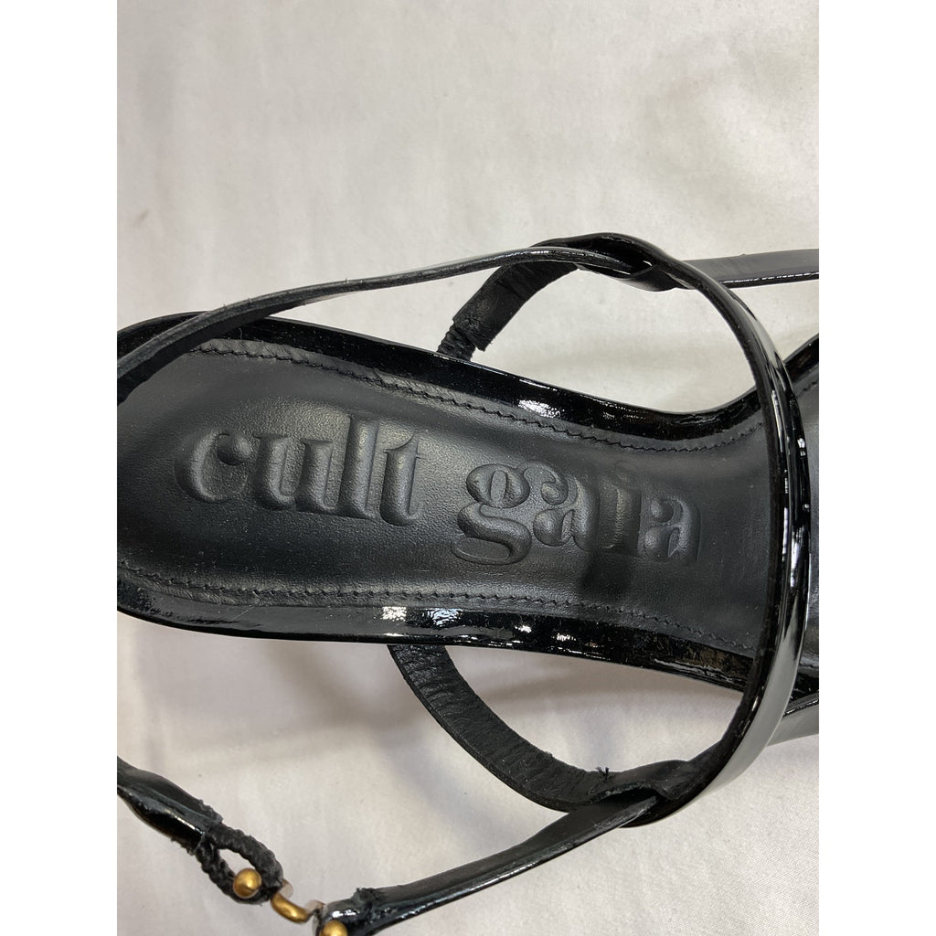 Cult Gaia 'Reina' Black Leather Sandal Size 6.5
