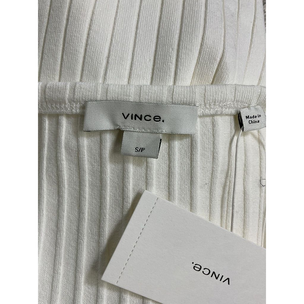 Vince Rib Scoop White Neck Dress Size S - NWT