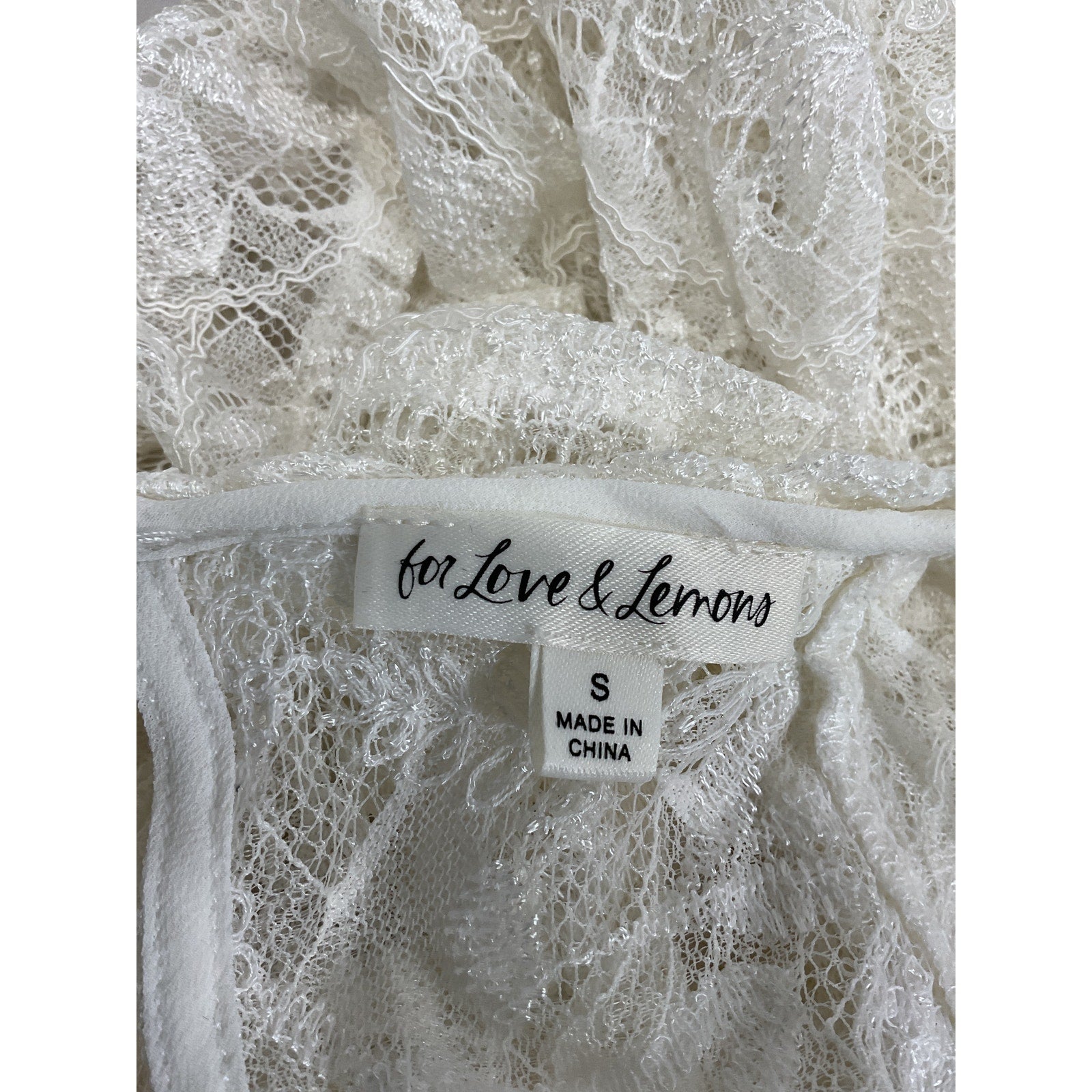 For Love & Lemons 'Madeline' White Lace Top Size S