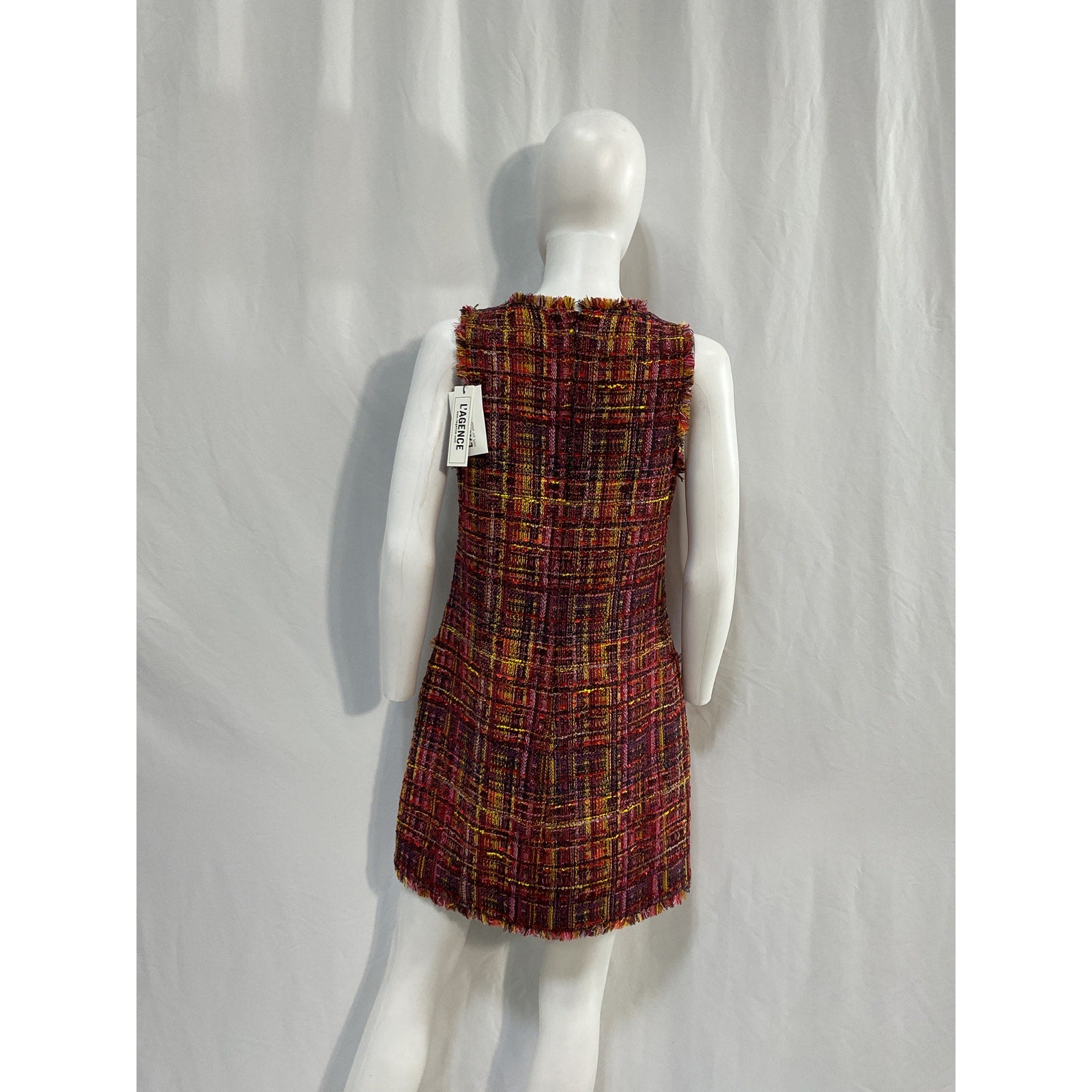 L'Agence Florian Red Polyester Tweed Shift Dress Size S - NWT