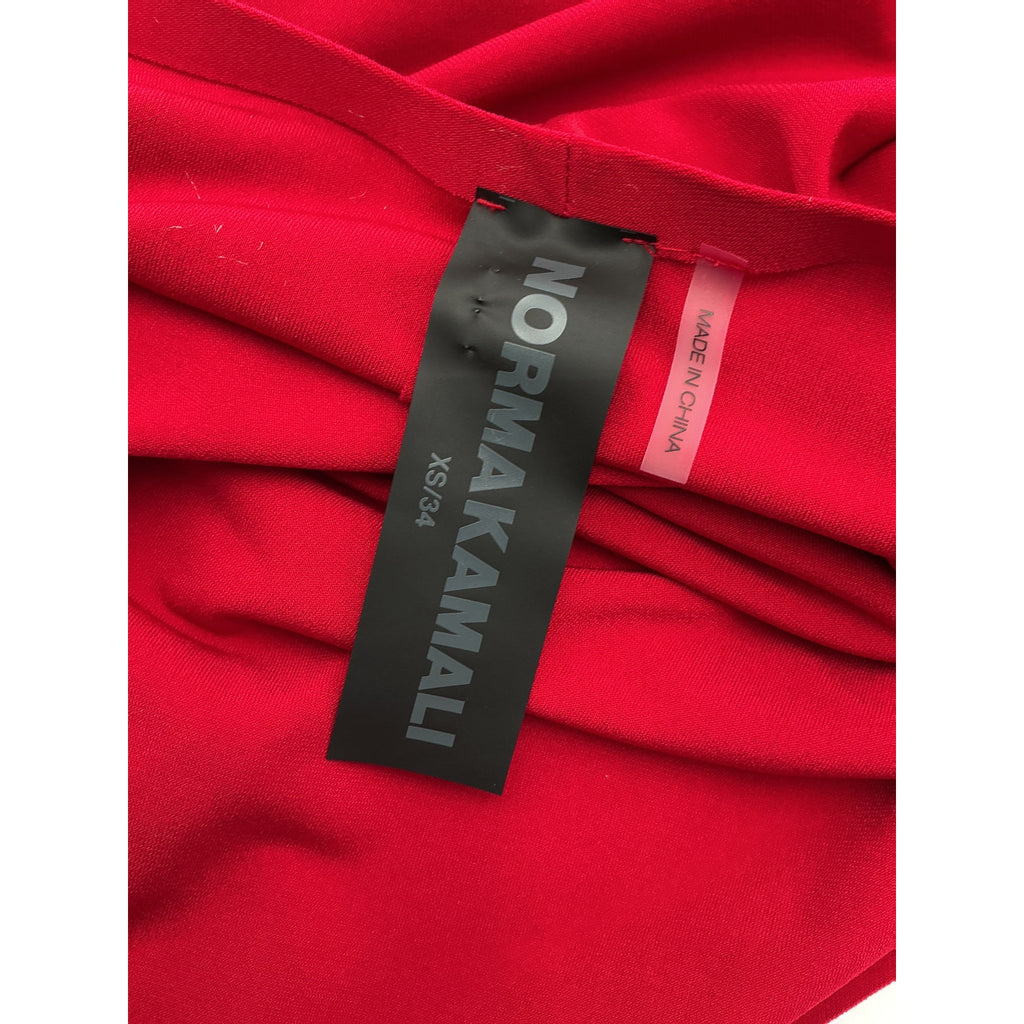 Norma Kamali Halter Red Polyester Turtleneck Side Slit Gown Size XS