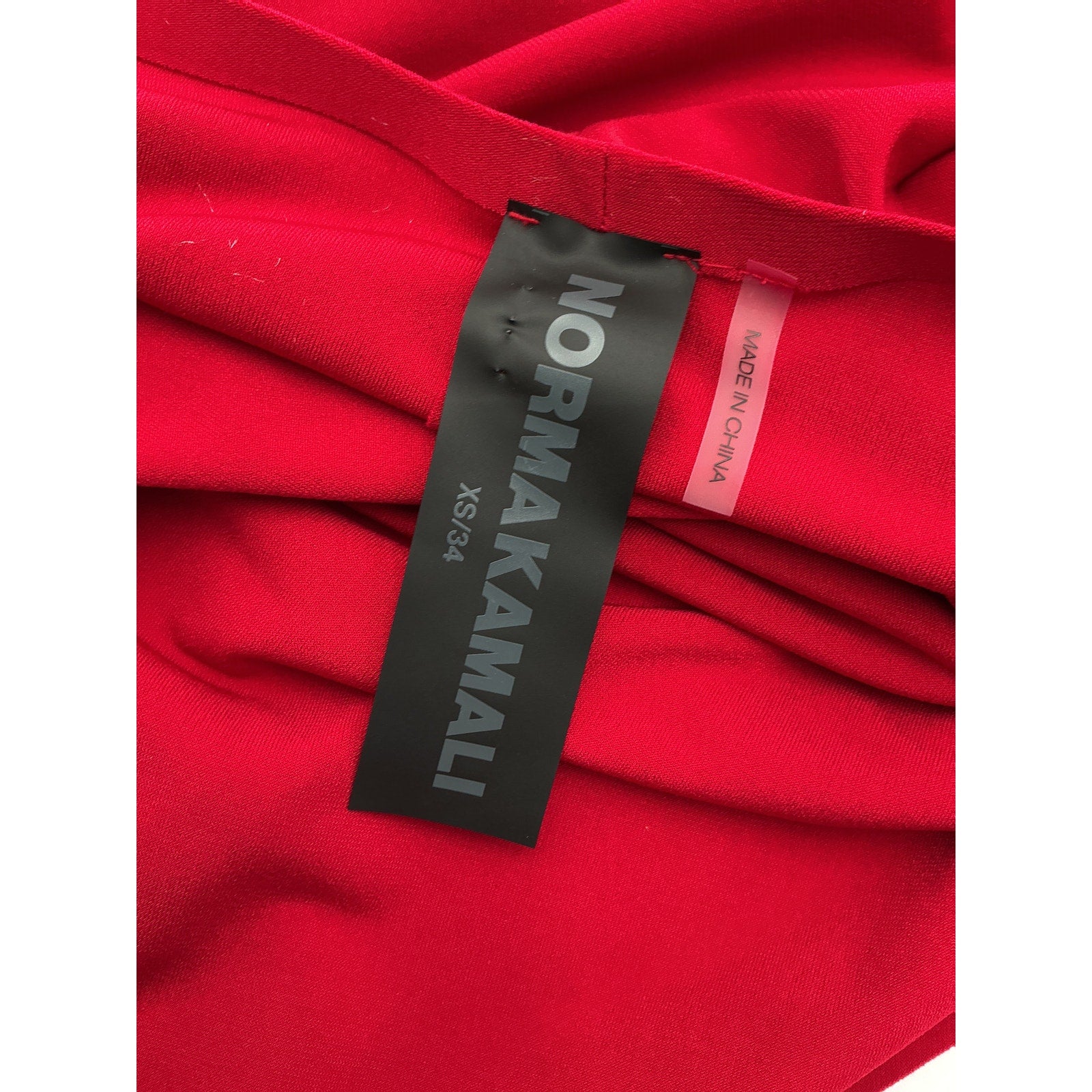 Norma Kamali Halter Red Polyester Turtleneck Side Slit Gown Size XS