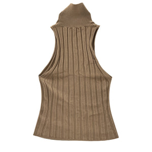 L'Academie Ribbed Tan Turtleneck Tank Size XS