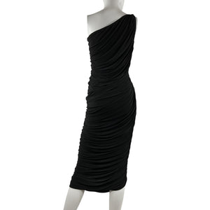 Norma Kamali Ruched Black Diana Gown Dress Size M