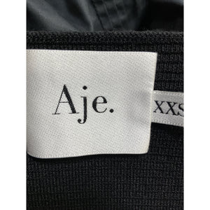 Aje 'Corinne' Black Poplin Square Neck Ruffled Knit Crop Top Size XXS