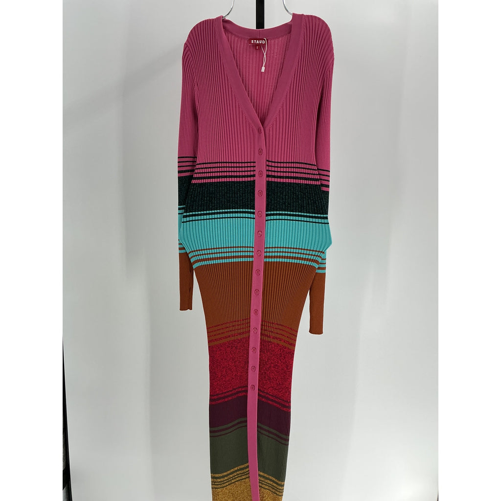 Staud 'Shoko' Pink Striped Sweater Midi Dress Size S