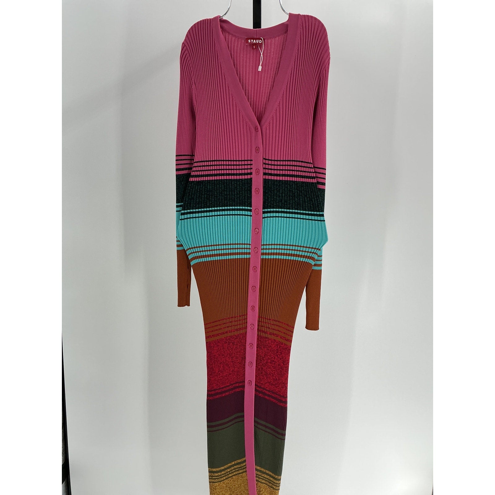 Staud 'Shoko' Pink Striped Sweater Midi Dress Size S