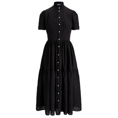 Ralph Lauren Lace-Trim Black Voile Dress Size 4