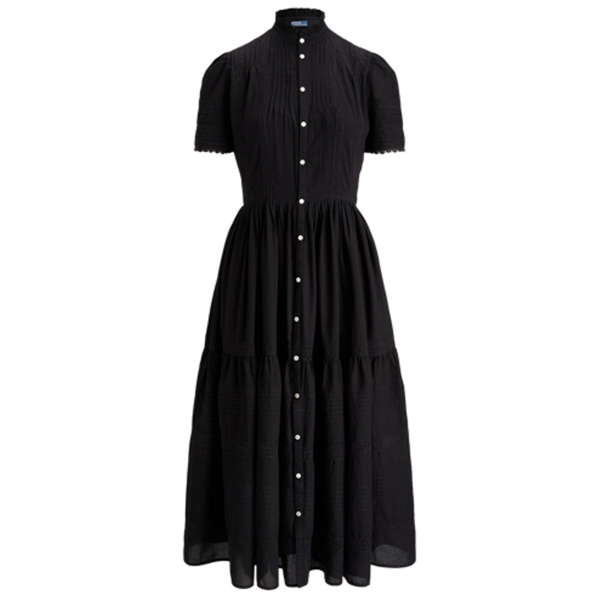 Ralph Lauren Lace-Trim Black Voile Dress Size 4