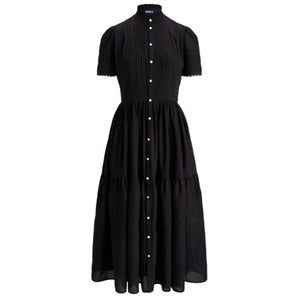 Ralph Lauren Lace-Trim Black Voile Dress Size 4