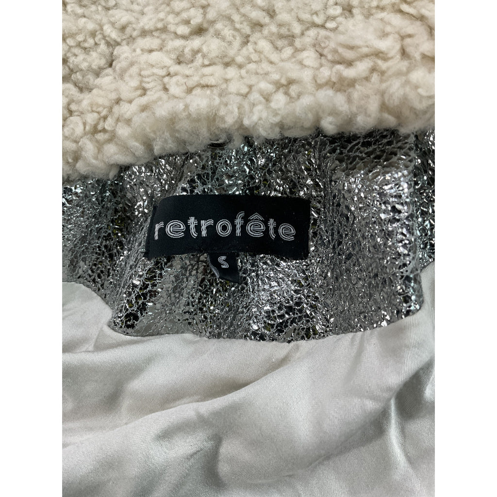 Retrofete 'Lo' Silver Leather Jacket Size S