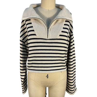 L'Academie Striped Ivory Navy Laila Sweater Size XS