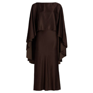 Jason Wu Elegant Brown Mixed Media Cape Dress Size 6 NWT