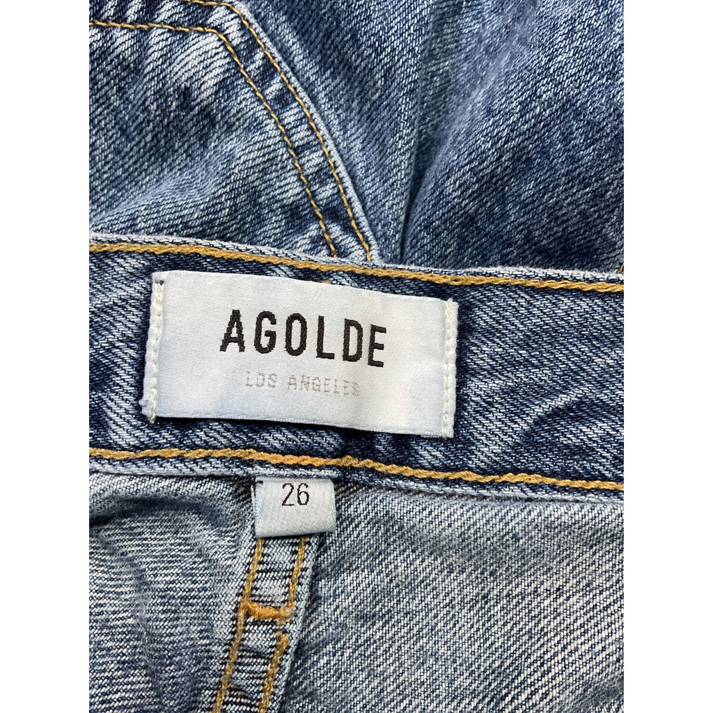 Agolde 'Riley' Blue Cotton Straight Cropped Jeans Size 26