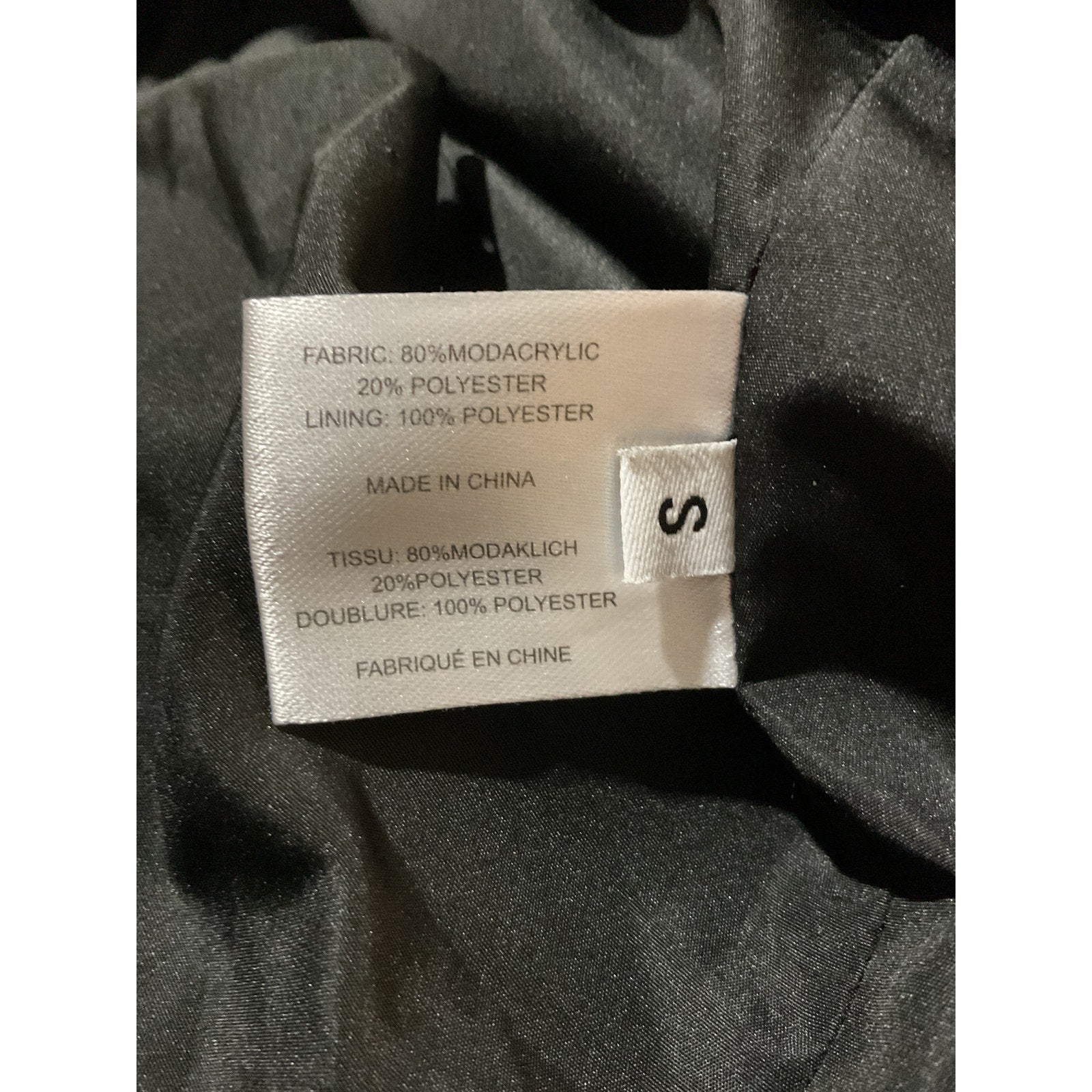 Proenza Schouler Label Black Modacrylic Faux Fur Peacoat Size S