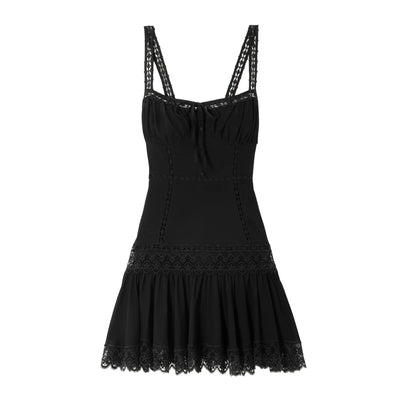 Charo Ruiz Lace-Trimmed Black Elodie Mini Dress Size S