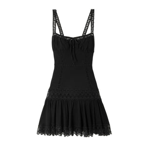 Charo Ruiz Lace-Trimmed Black Elodie Mini Dress Size S