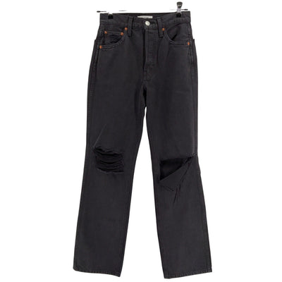 Re/Done Distressed Black Originals High Rise Loose Denim Jeans Size 23
