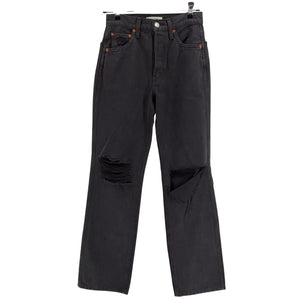 Re/Done Distressed Black Originals High Rise Loose Denim Jeans Size 23