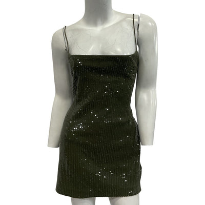 Retrofête Sequin Olive Green Hudson Dress Size L NWT