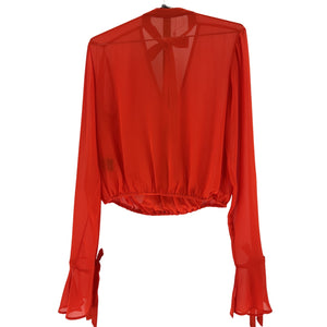 House Of Harlow 1960 Sheer Orange Joli Blouse Size M