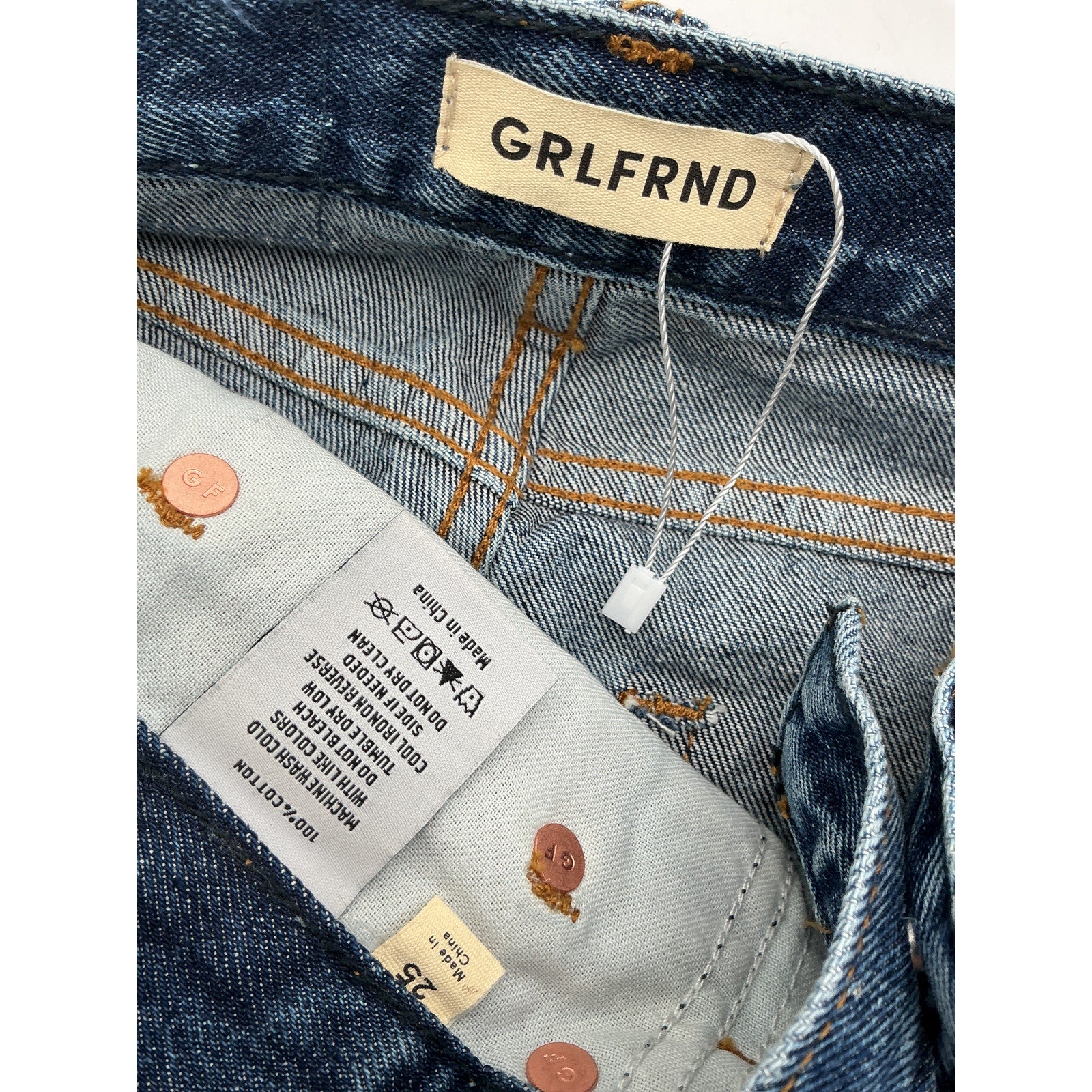 Grlfrnd 'Jules' Blue Cotton Super High Rise Vintage Short Size 26