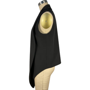 Ferragamo Draped Black Scarf Front Vest Size 38 IT / US 2