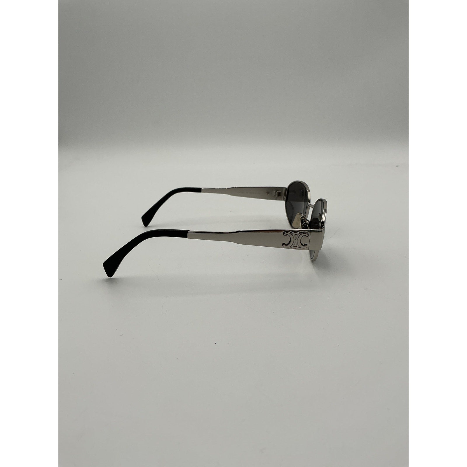 Celine 'Triomphe' Silver Metal 54mm Oval Sunglasses Size OS