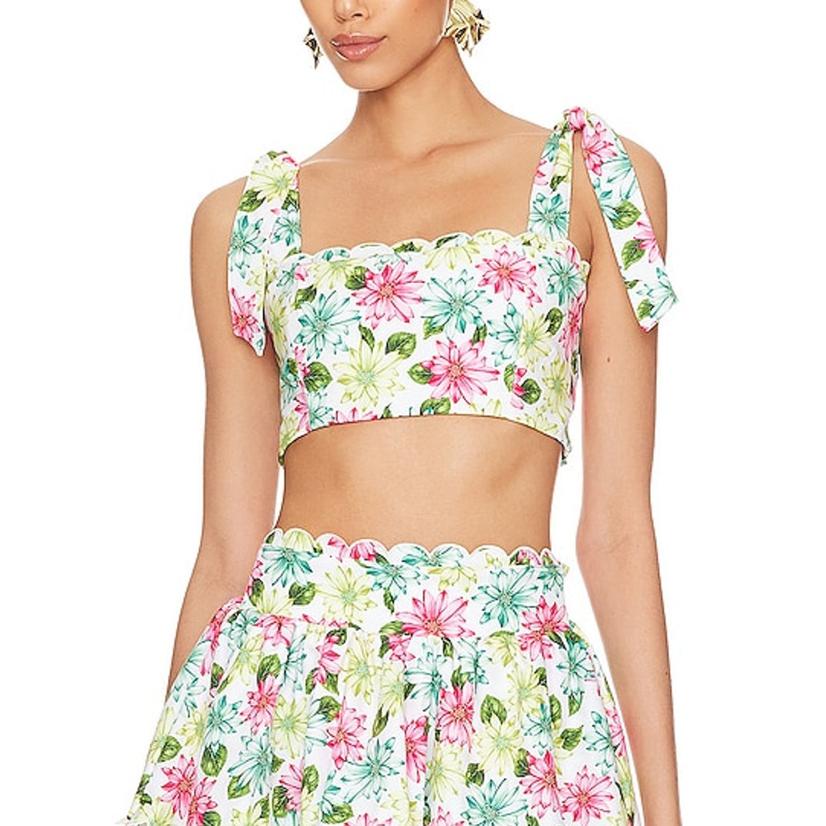 Agua Bendita Floral Multicolor Rôhea Crop Top Size S NWT