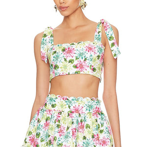 Agua Bendita Floral Multicolor Rôhea Crop Top Size S NWT