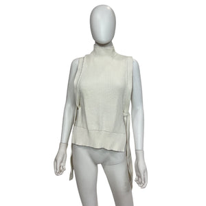 3.1 Phillip Lim Chunky Ivory Side Tie Turtleneck Sweater Vest Size XS