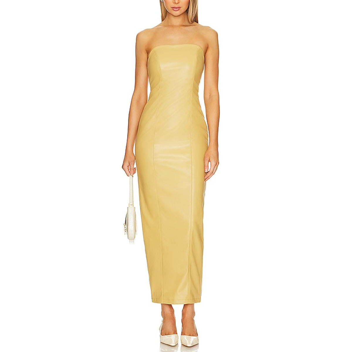 Camila Coelho Faux Leather Citrine Bruna Dress Size XS NWT