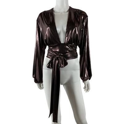 House Of Harlow 1960 Metallic Brown Bourdin Blouse Size XL