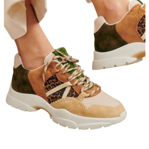 Sézane Chunky Multicoloured Leopard Print James Trainers Size 36 EU / US 6