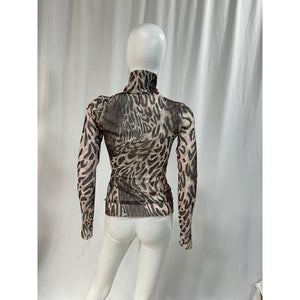 Simkhai 'Asher' Brown Recycled Mesh Long Sleeve Top Size S