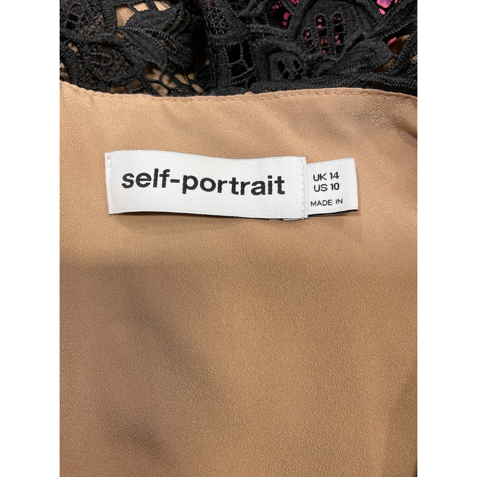 Self-Portrait Lace Black Polyester Mini Dress Size 10