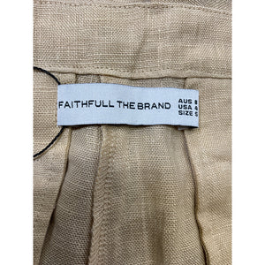 Faithfull The Brand 'Les' Tan Linen Deux Short Size S