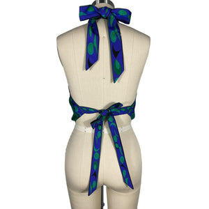 Pucci Cropped Printed Blue Silk Halterneck Top Size XS