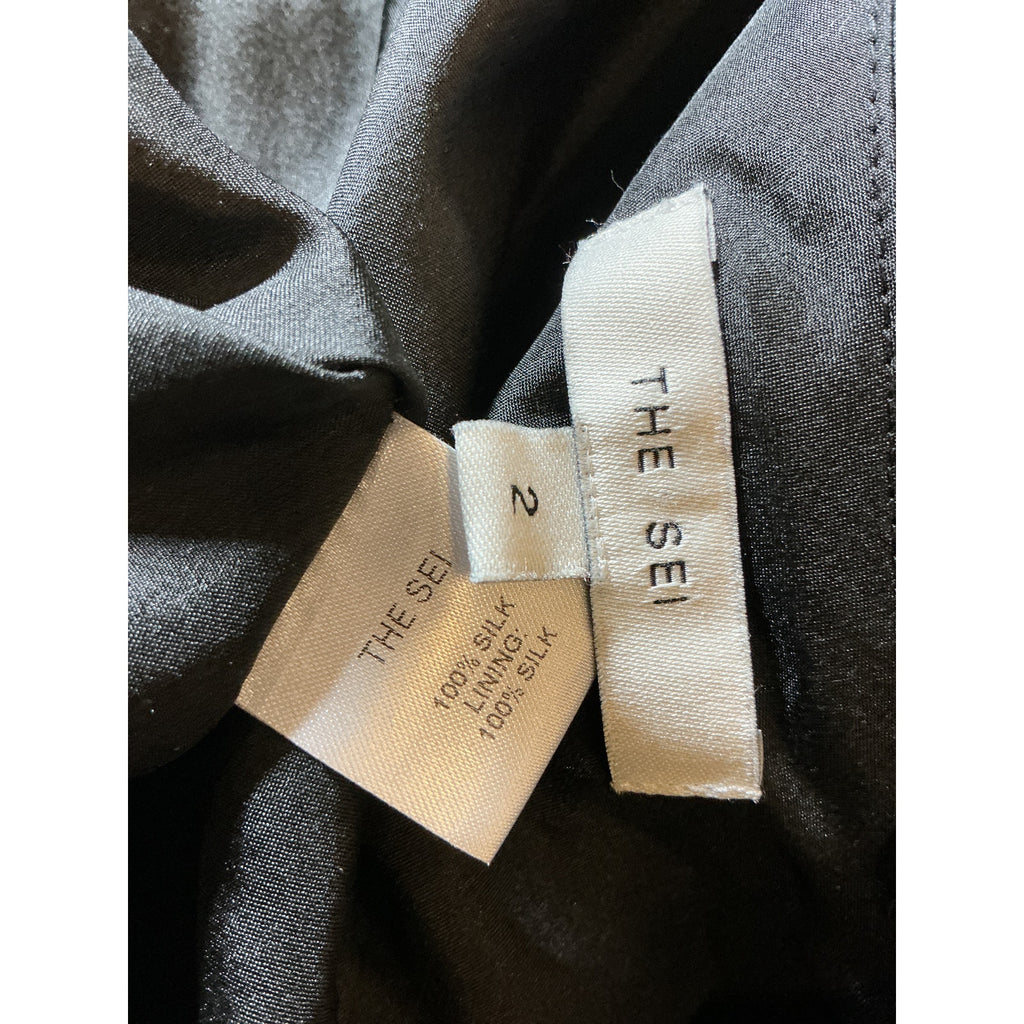 The Sei One Shoulder Black Silk Cut Out Dress Size 2