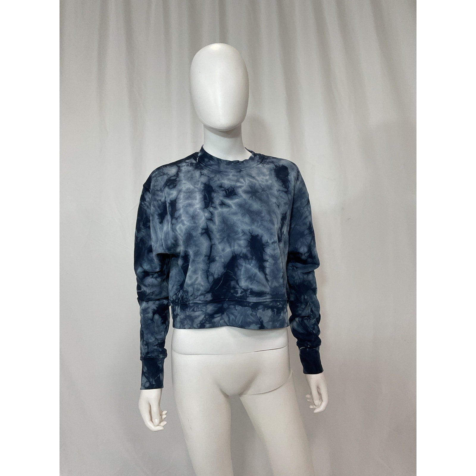 Simkhai Standard Cropped Blue Tie-Dye Sweatshirt Size XS