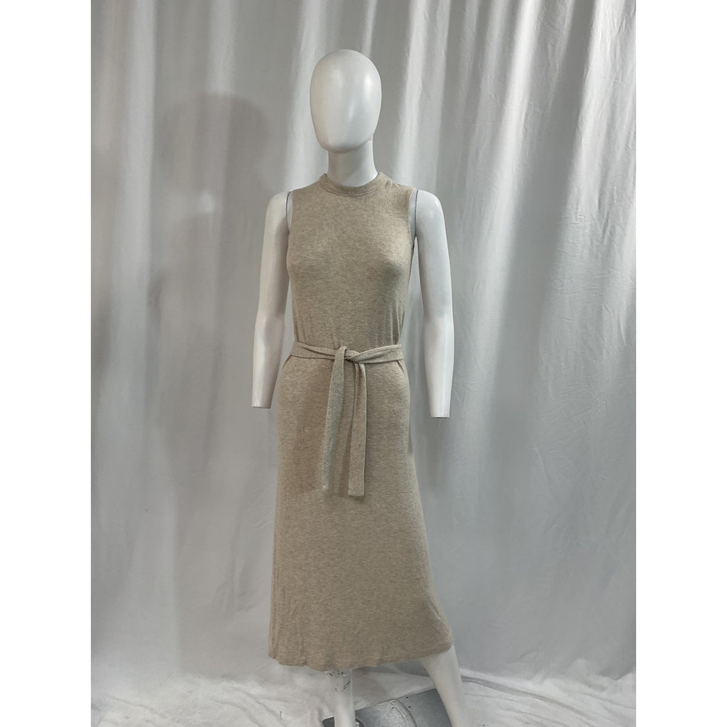 Leset 'Lori' Beige Brushed Stretch-Jersey V Neck Midi Dress Size XS