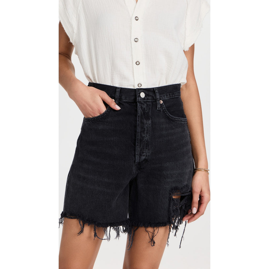 Agolde High Rise Baggy Stella Black Cotton Shorts Size 31