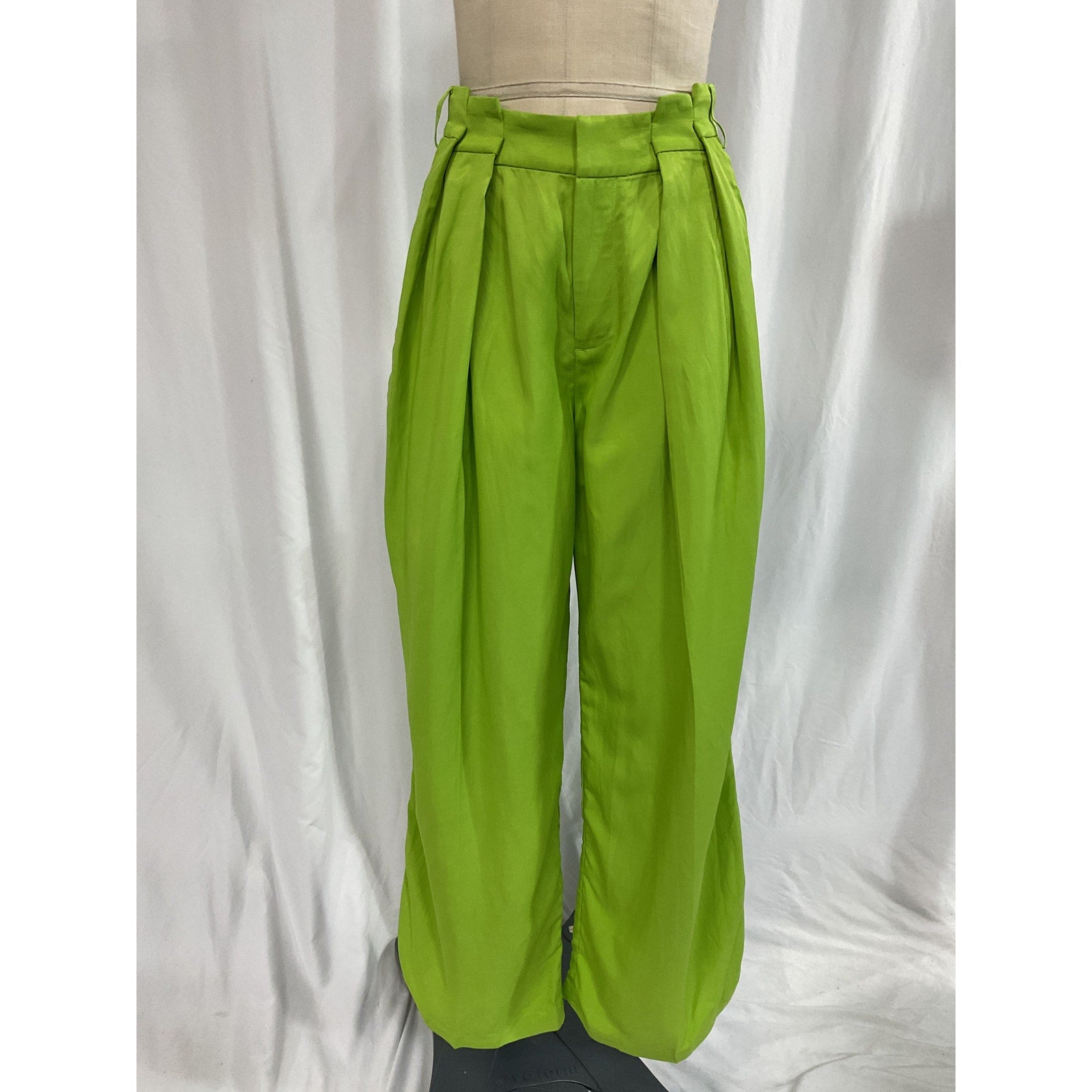 L'Academie 'Peonia' Green Sateen Pant Size XS - NWT