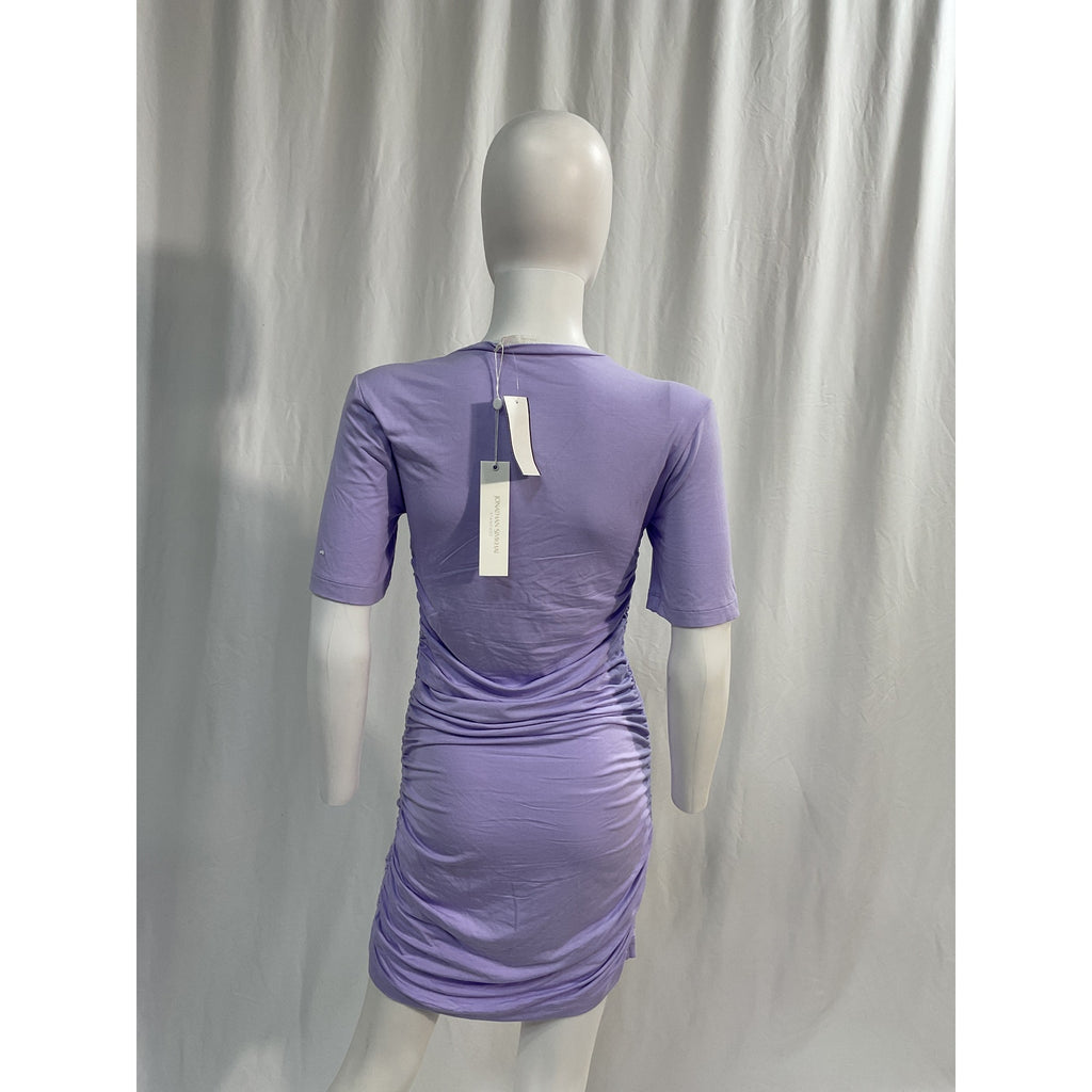 Simkhai 'Jaslene' Purple Clean Stretch Jersey Twist Front Short Sleeve Dress Size M - NWT
