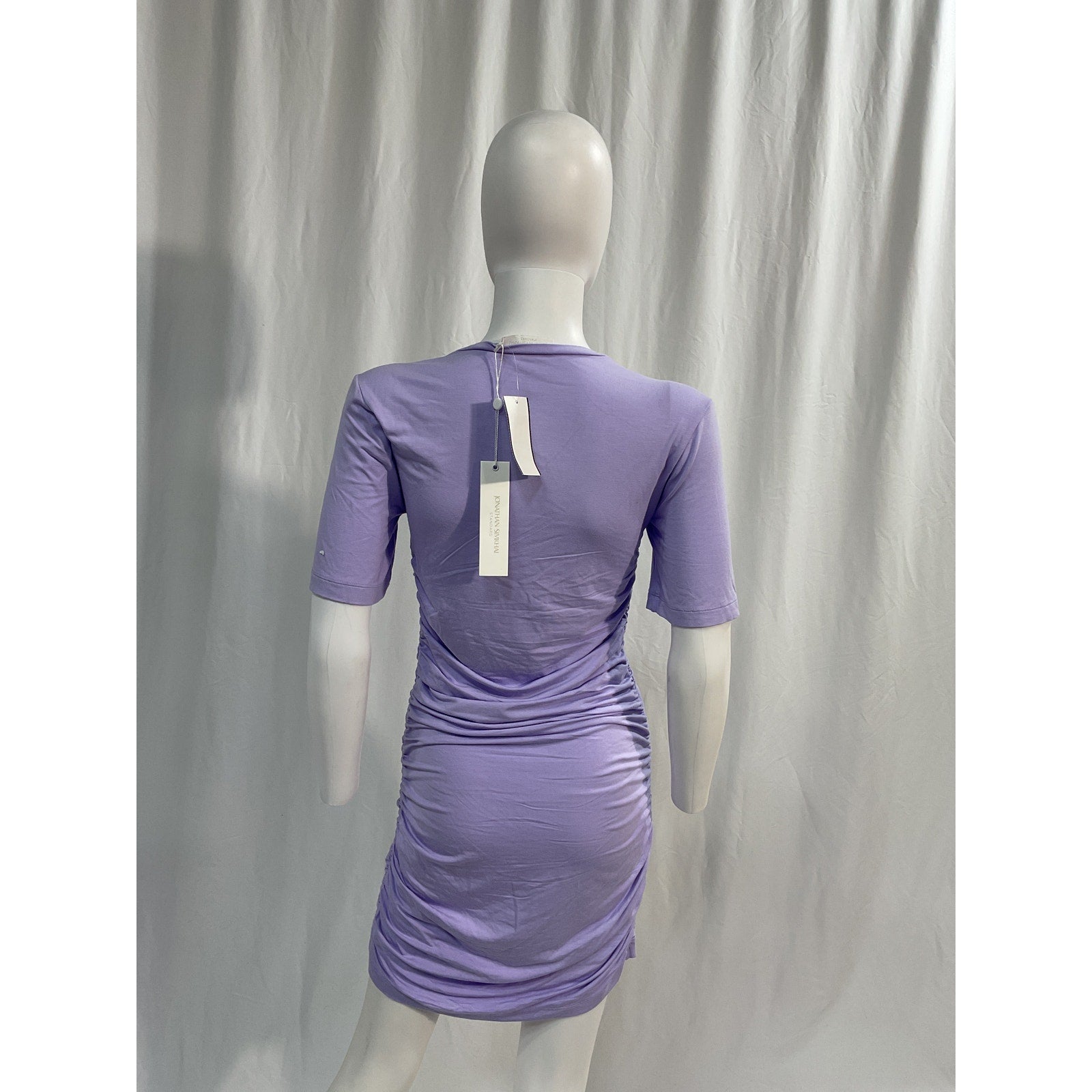 Simkhai 'Jaslene' Purple Clean Stretch Jersey Twist Front Short Sleeve Dress Size M - NWT