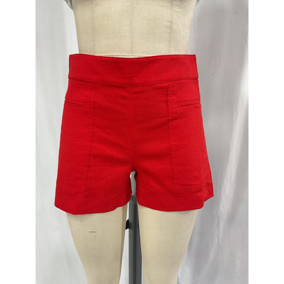 Theory Mini Utility Red Linen Shorts Size 0 - NWT