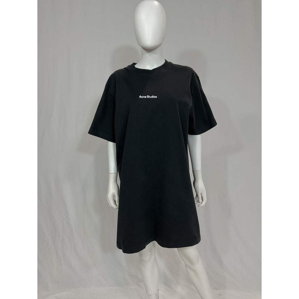 Acne Studios Black T-Shirt Mini Logo Crewneck Dress Size S