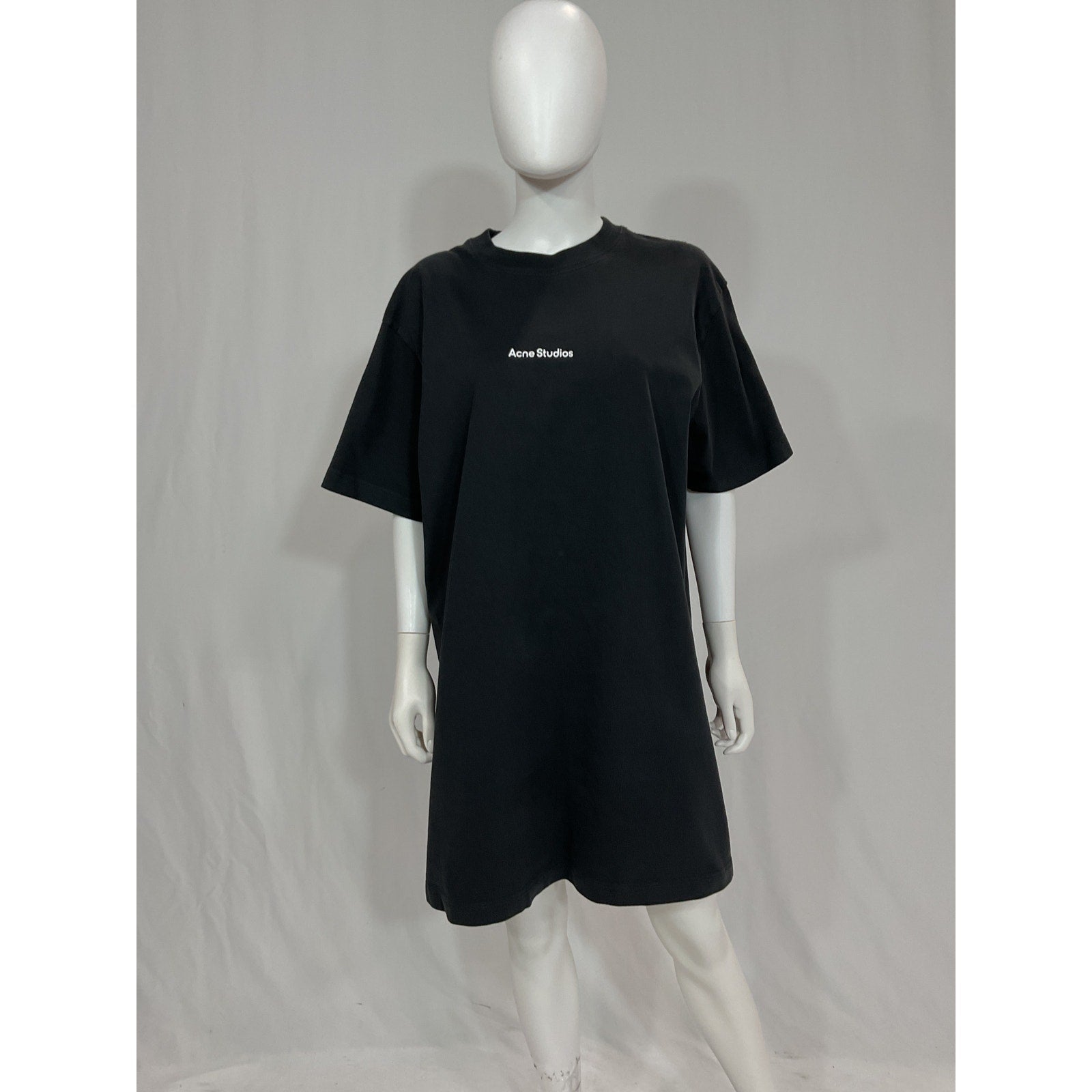 Acne Studios Black T-Shirt Mini Logo Crewneck Dress Size S