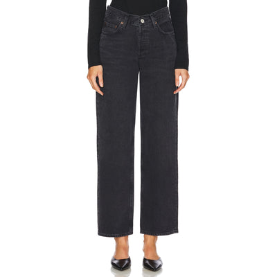 Agolde Baggy Black V Waist Denim Jeans Size 28